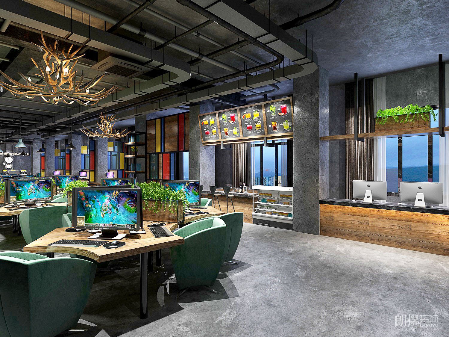 成都復(fù)古個性網(wǎng)咖裝修效果圖